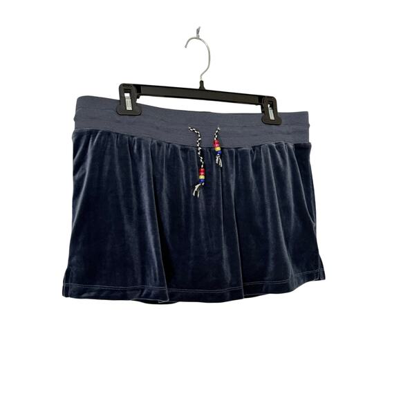 natural life blue velvet skort with beaded waist tie womens large - Picture 1 of 6